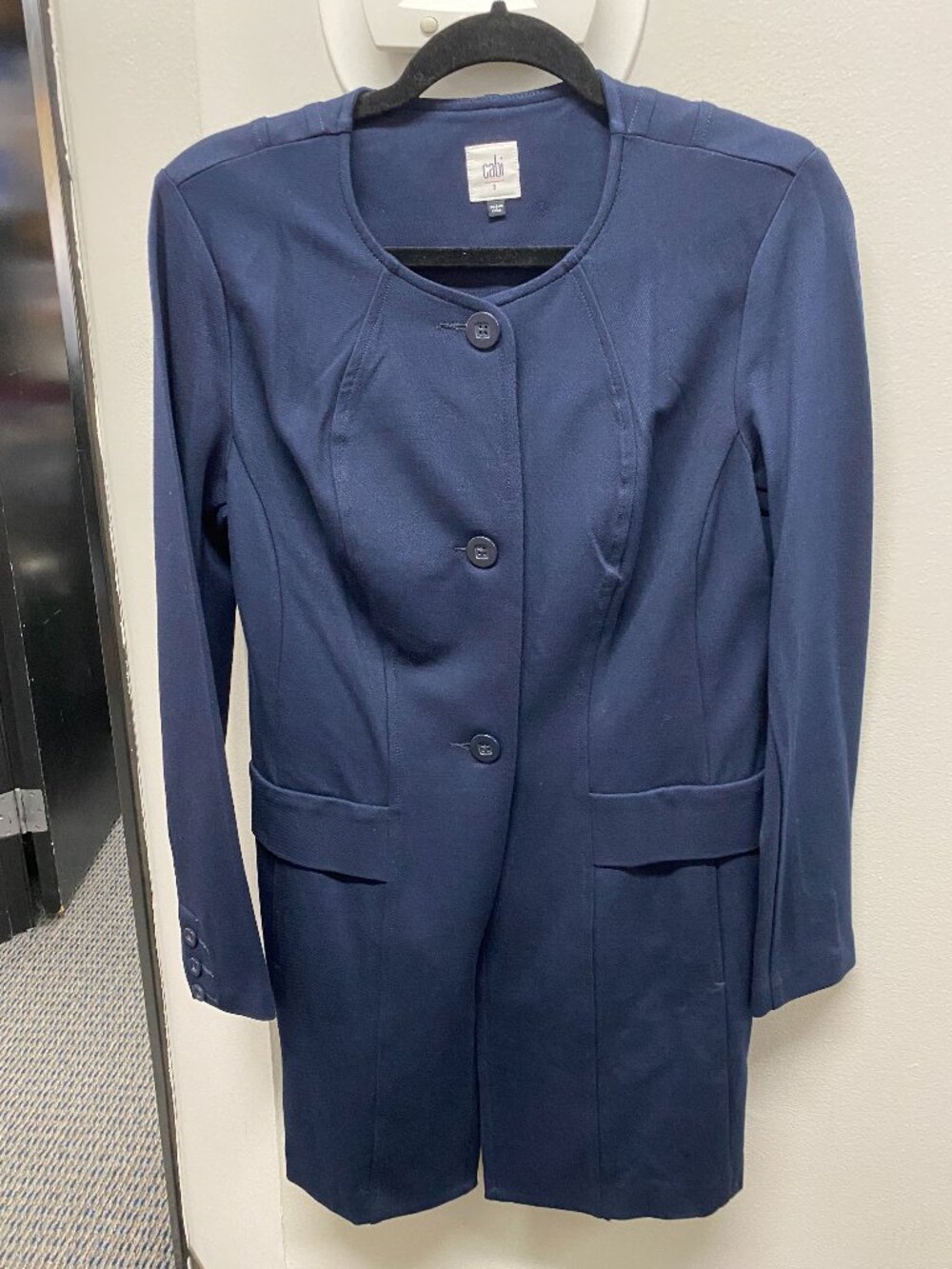CAbi Lido Navy 3 Button Front Jacket Womens Size Small  with Size 4 Skirt